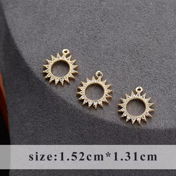 CZ 1171 Sun zircon charm 18k gold plated ( 1 pc ) Anti tarnish