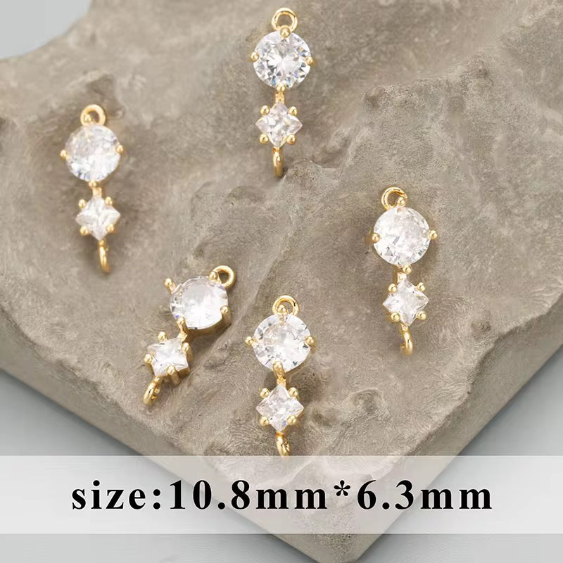 CZ 1173 Zircon Connector charm 18k gold plated ( 1 pc ) Anti tarnish