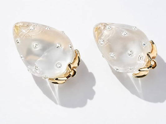 GPC01C Clear Transparent strawberry gold plated charm ( 1 pc ) Anti tarnish