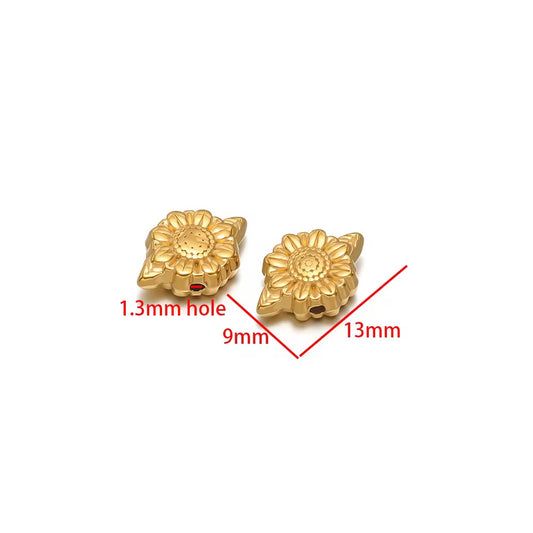 SS 3223 Floral  Spacer bead 18k Gold PVD 316 Stainless steel ( 1 pc ) Anti tarnish