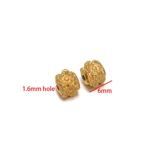 SS 3226 Floral  Spacer bead 18k Gold PVD 316 Stainless steel ( 1 pc ) Anti tarnish