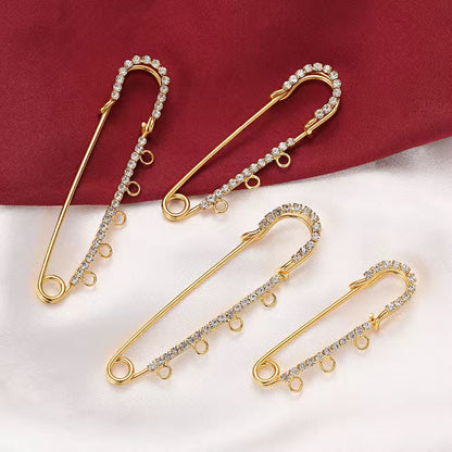 BBB 273 Brooch Rhinestone Safety pin with Loop for Charms ( 1 pc )