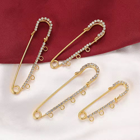 BBB 273 Brooch Rhinestone Safety pin with Loop for Charms ( 1 pc )