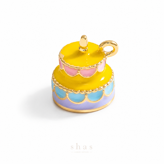 PC02C Tier Cake 3D Statement Charm - PVD plated ( 1 pc ) Premium Collectible | Anti tarnish