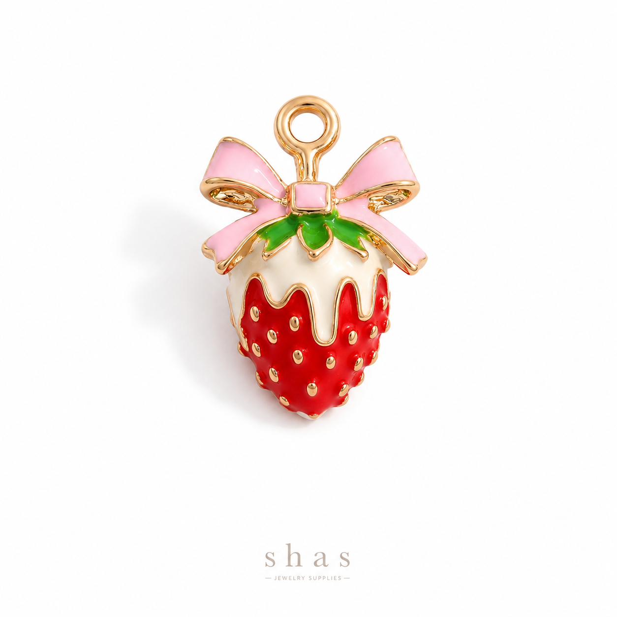 PC02J Strawberry with Bow 3D Statement Charm - PVD plated ( 1 pc ) Premium Collectible | Anti tarnish