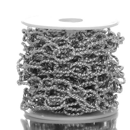 CN 14 Twisted oval chunky thick silver Stainless steel chain ( 1 feet ) Anti tarnish