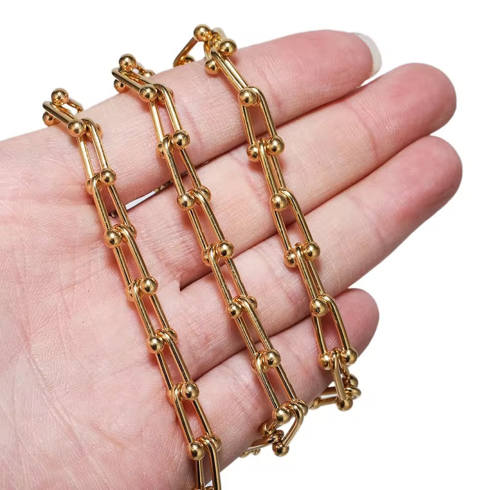 CN 15 Chunky Gold Stainless steel chain - per feet - Anti tarnish