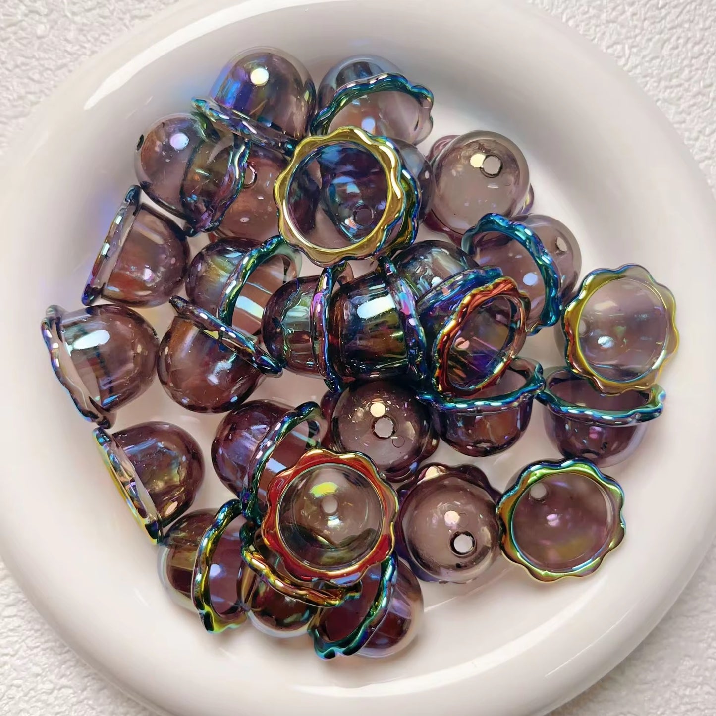 AB03 Bell Transparent Luminous Bead ( 1 pc ) UV Plated Acrylic ( 24:15 mm )