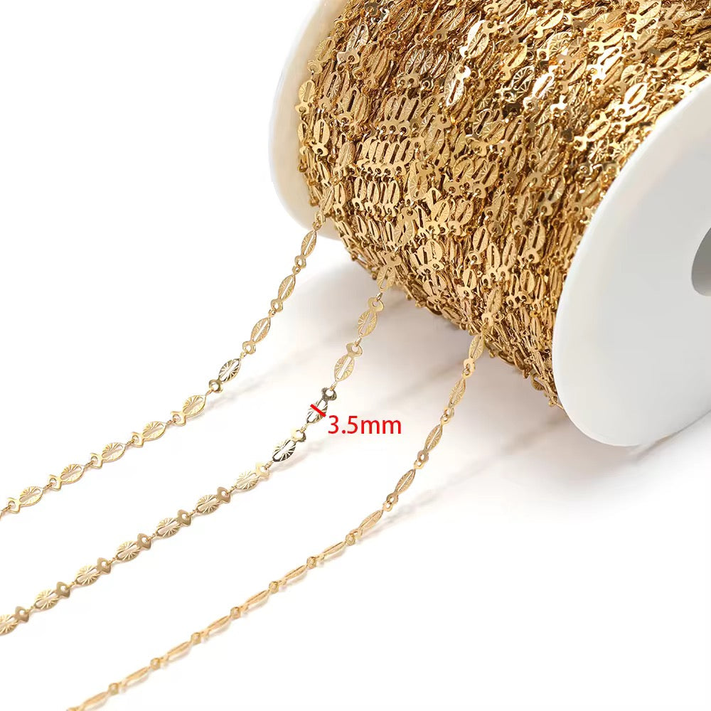 CN 422 Oval Fish Chain 18k gold PVD 316 Stainless steel ( 1 feet ) Anti tarnish