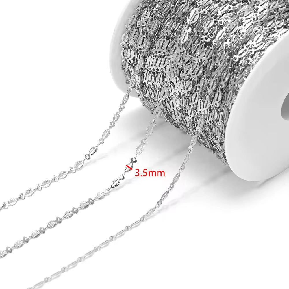 CN 423 Oval Fish Chain Silver PVD 316 Stainless steel ( 1 feet ) Anti tarnish