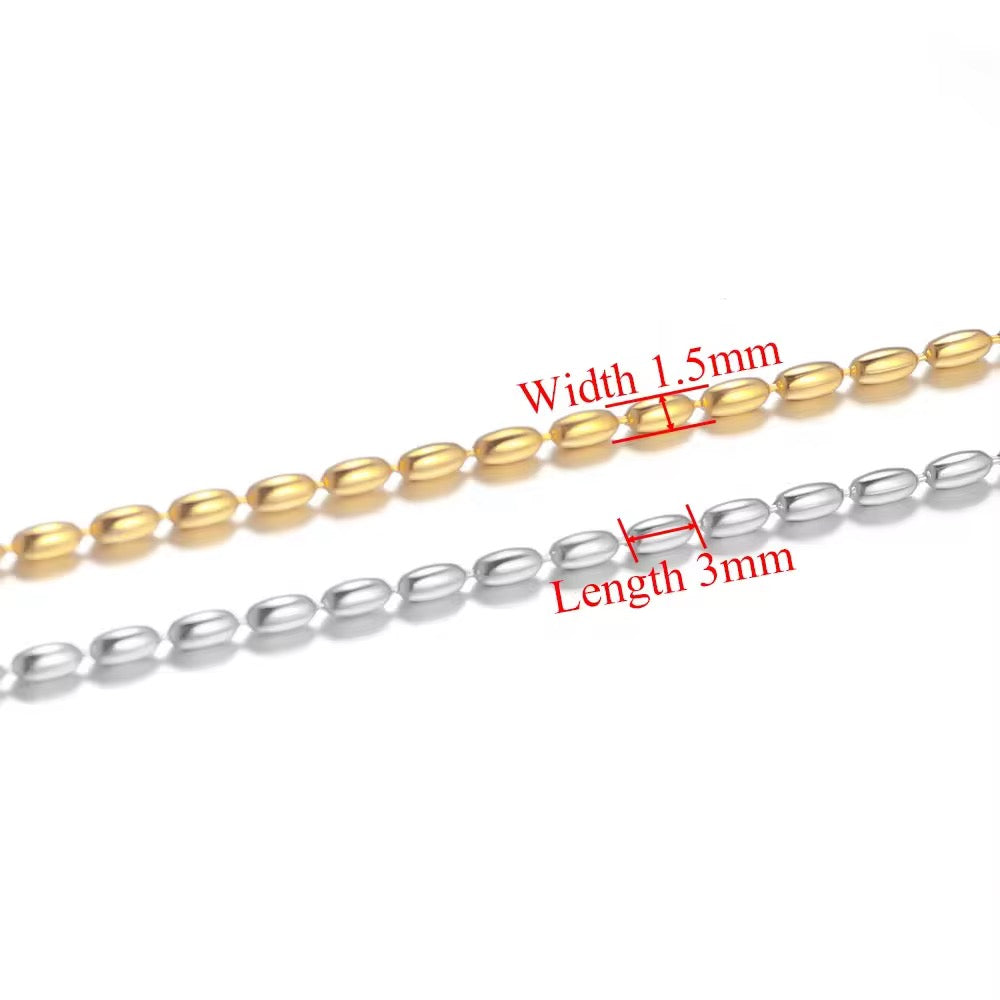 CN 424 Bead Chain 18K Gold PVD 316 Stainless steel ( 1 feet ) Anti tarnish