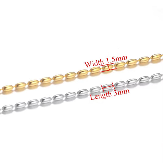 CN 425 Bead Chain Silver PVD 316 Stainless steel ( 1 feet ) Anti tarnish