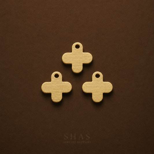 BC01A Cross Textured charm ( 1 pc ) Raw Brass