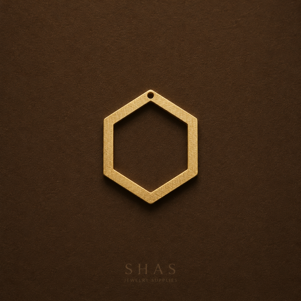 BC01B Hexagon Textured Bezel charm ( 1 pc ) Raw Brass