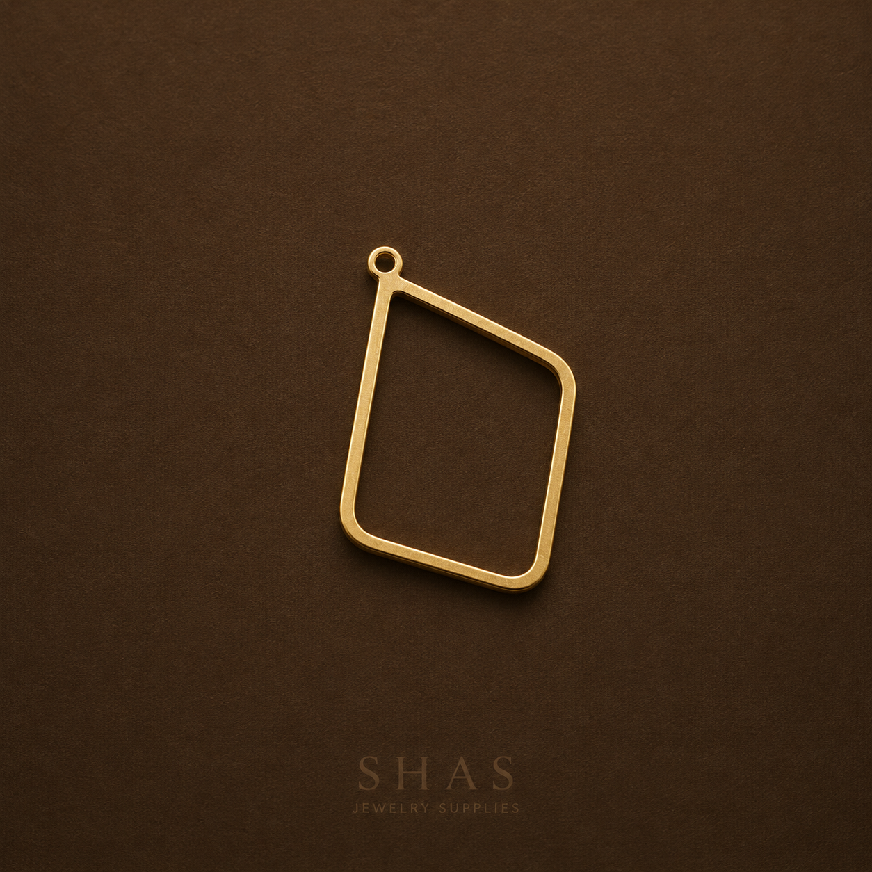 BC01C Rhombus Bezel charm ( 1 pc ) Raw Brass