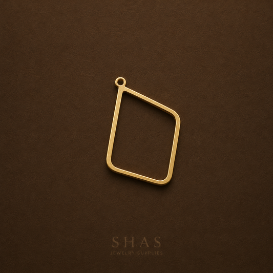 BC01C Rhombus Bezel charm ( 1 pc ) Raw Brass
