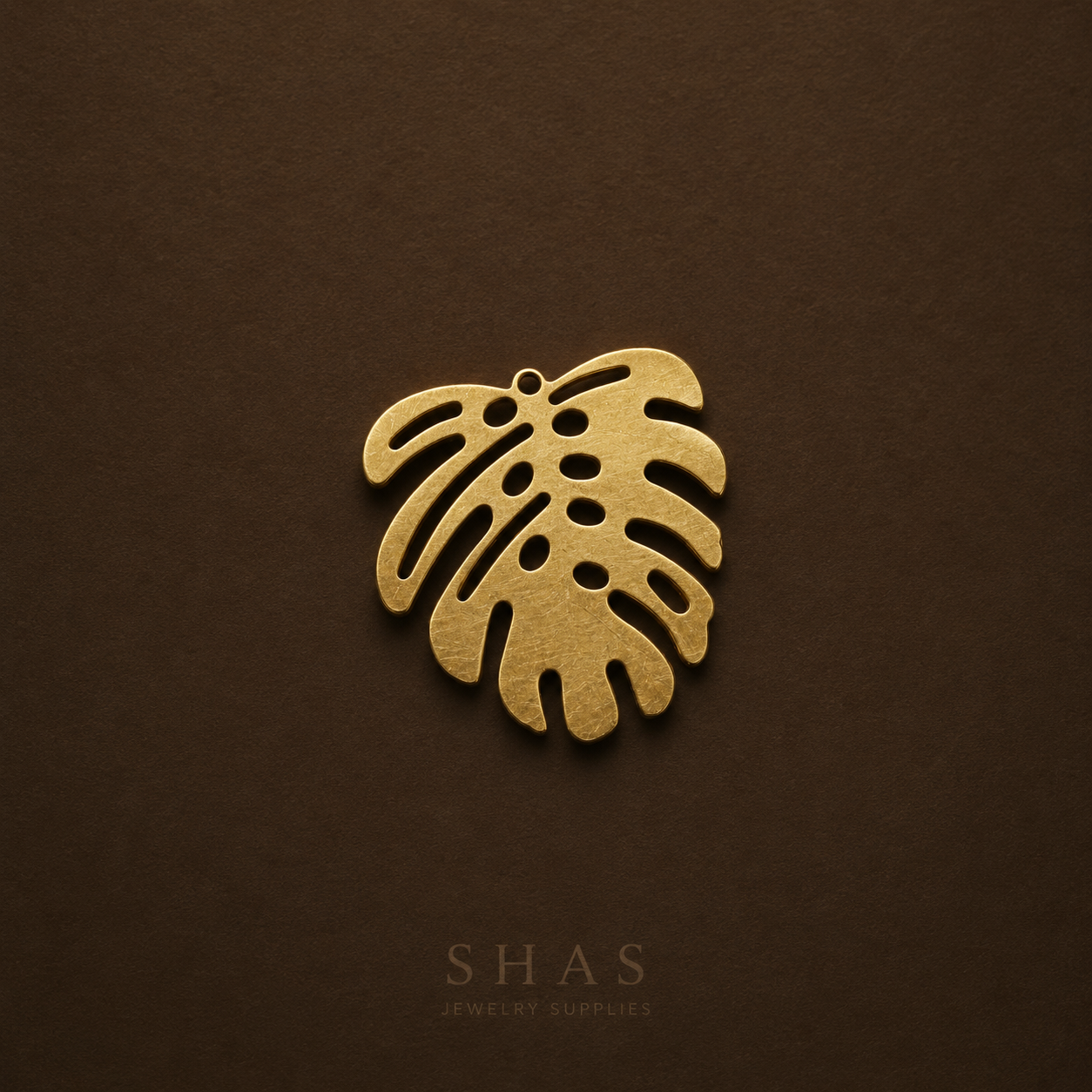 BC01E Monstera Leaf charm ( 1 pc ) Raw Brass