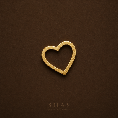 BC01G Heart Textured Bezel charm ( 1 pc ) Raw Brass