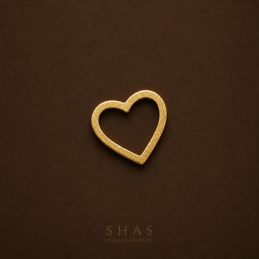 BC01G Heart Textured Bezel charm ( 1 pc ) Raw Brass