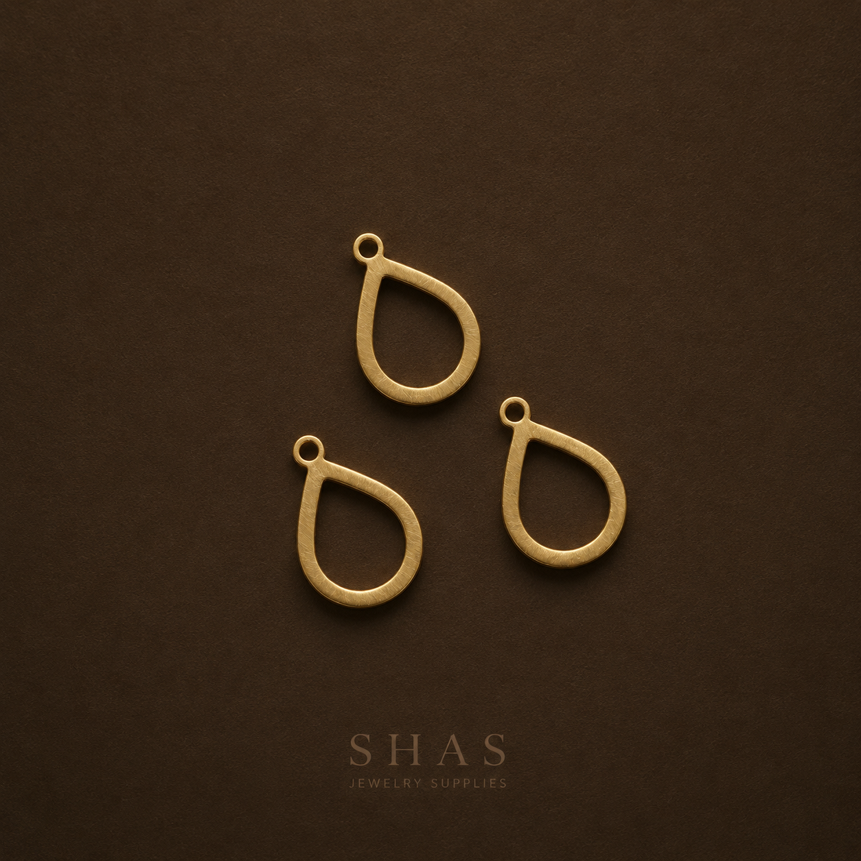 BC01H Teardrop Bezel charm ( 1 pc ) Raw Brass
