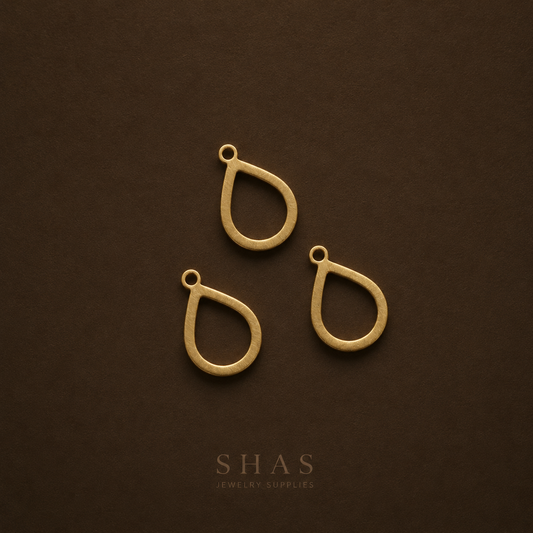 BC01H Teardrop Bezel charm ( 1 pc ) Raw Brass