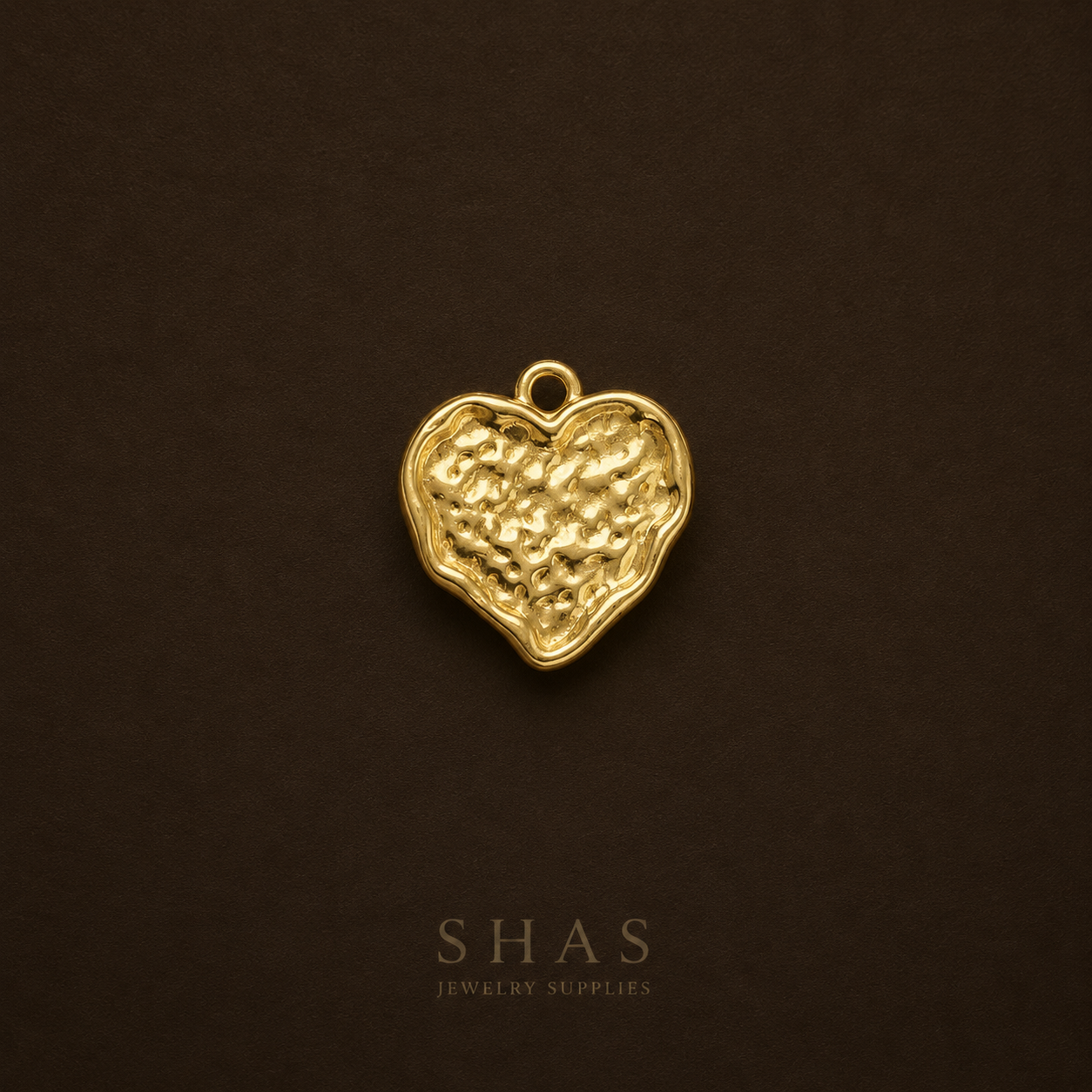 BC01L Heart Hammered charm ( 1 pc ) Raw Brass
