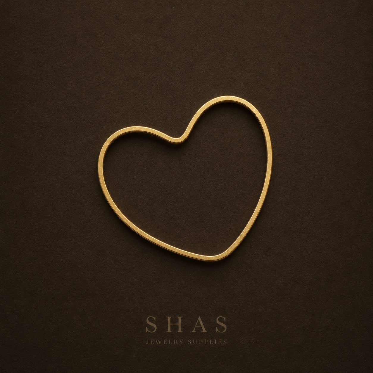 BC01Q Big Heart Bezel charm ( 1 pc ) Raw Brass