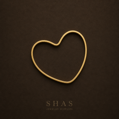 BC01Q Big Heart Bezel charm ( 1 pc ) Raw Brass