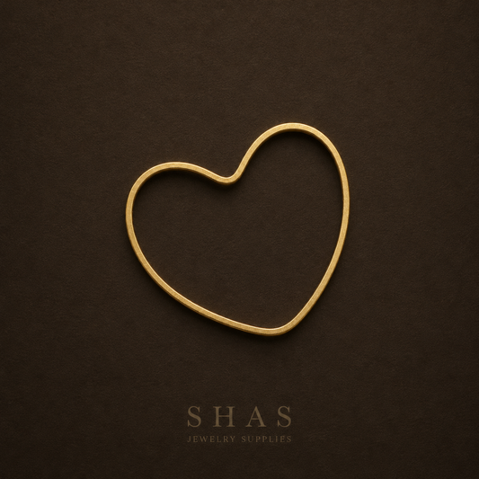 BC01Q Big Heart Bezel charm ( 1 pc ) Raw Brass