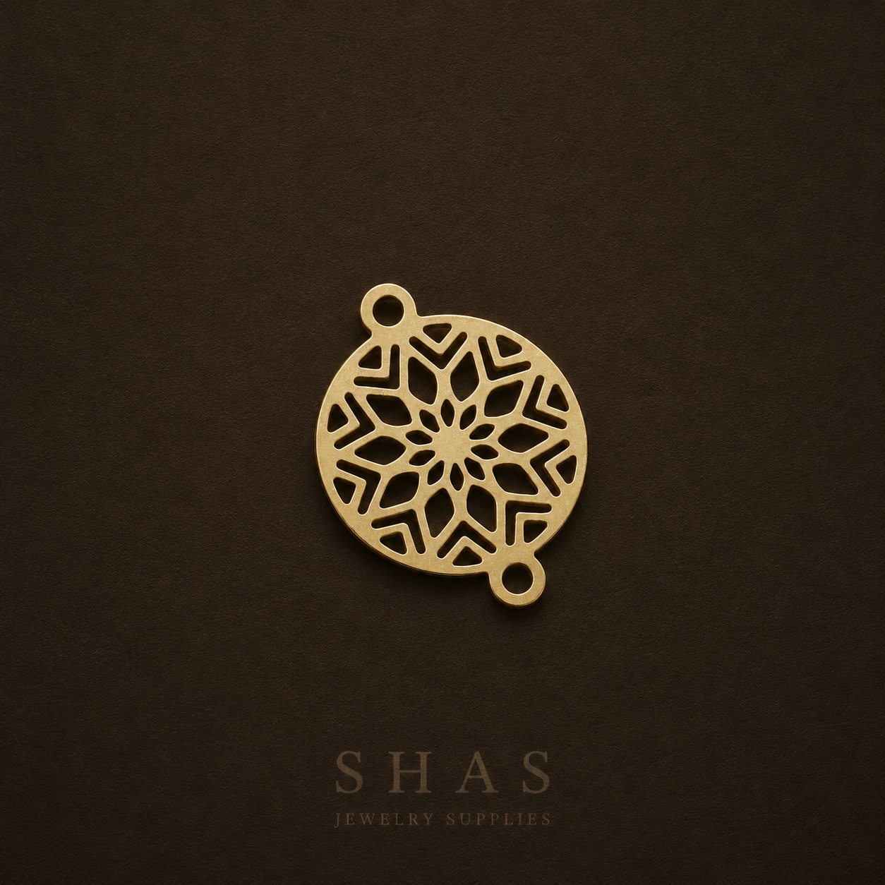 BC01R Round Floral Connector charm ( 1 pc ) Raw Brass