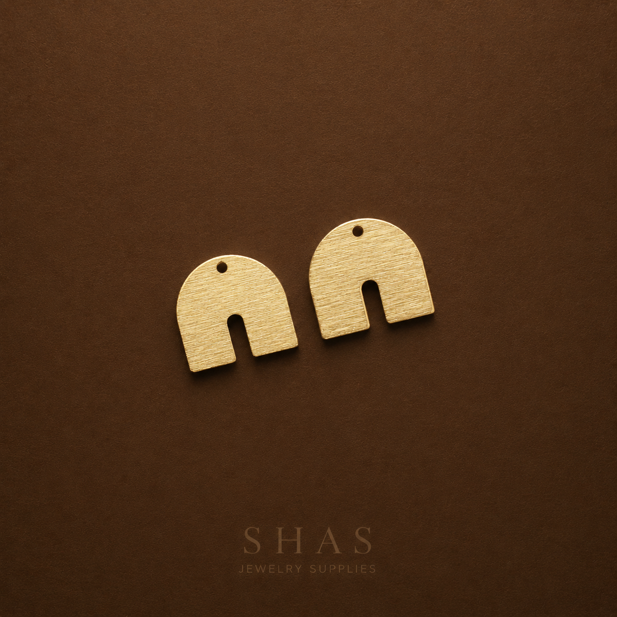 BC01U U shape Textured charm ( 1 pc ) Raw Brass