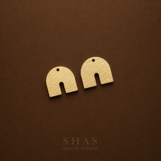 BC01U U shape Textured charm ( 1 pc ) Raw Brass