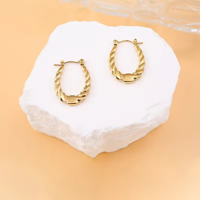 SJ 118 Vintage style hoop Earrings - 18k gold PVD Plated stainless steel - Anti tarnish - Wholesale