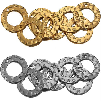 SC17G Round textured Connector charm 18k Gold PVD ( 1 pc )