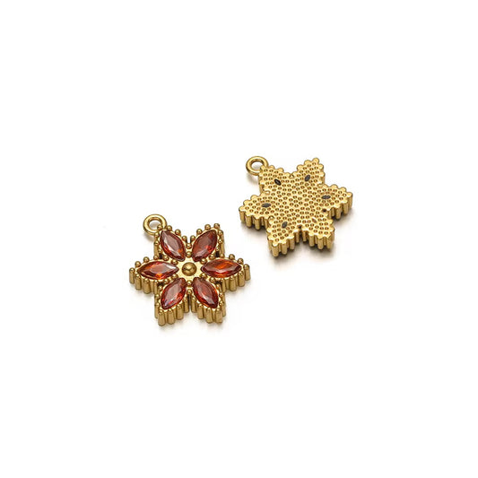 SC17H Floral Zircon charm 18k Gold PVD ( 1 pc )