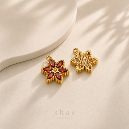 SC17H Floral Zircon charm 18k Gold PVD ( 1 pc )