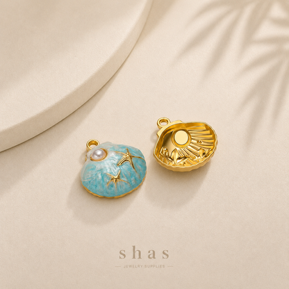 SC17J Shell Ocean charm ( 1 pc ) 18k Gold PVD