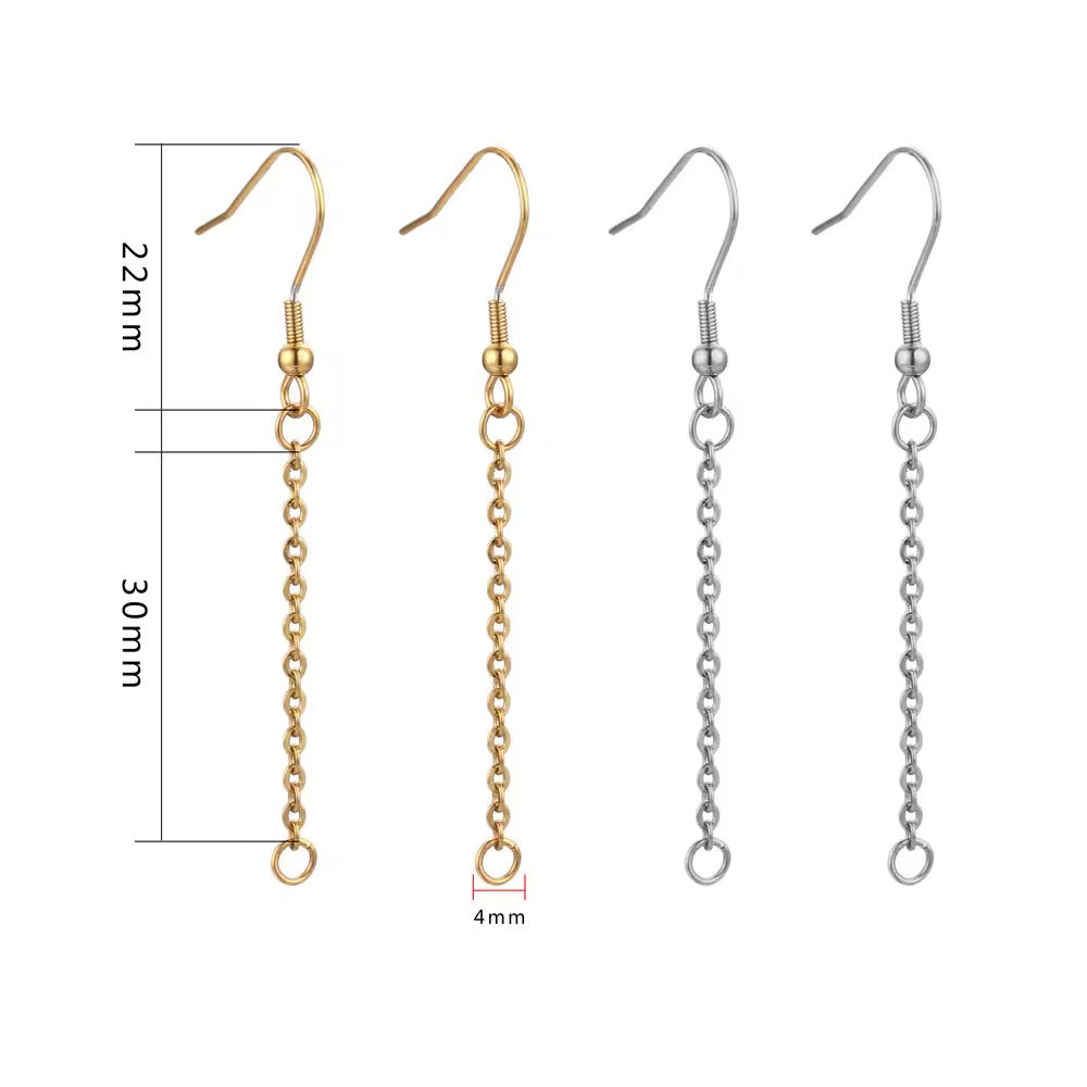 SS 1916 Hooks with drop connector Earring Rose gold plated stainless steel ( 2 pc ) Anti tarnish