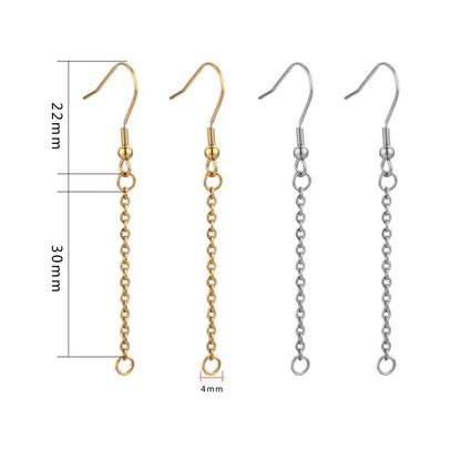 SS 2376 Hooks with drop connector Earring silver plated stainless steel ( 2 pc ) Anti tarnish