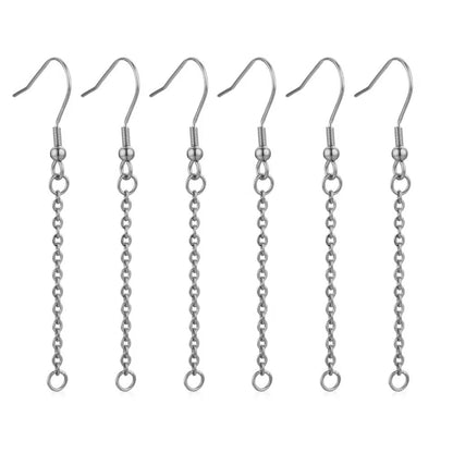 SS 2376 Hooks with drop connector Earring silver plated stainless steel ( 2 pc ) Anti tarnish