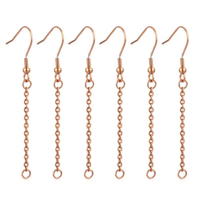 STS55 Hooks with drop connector Earring Rose gold plated stainless steel ( 2 pc ) Anti tarnish