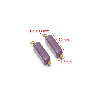 SC17N Amethyst Gemstone Rectangle charm ( 1 pc ) 18k Gold PVD