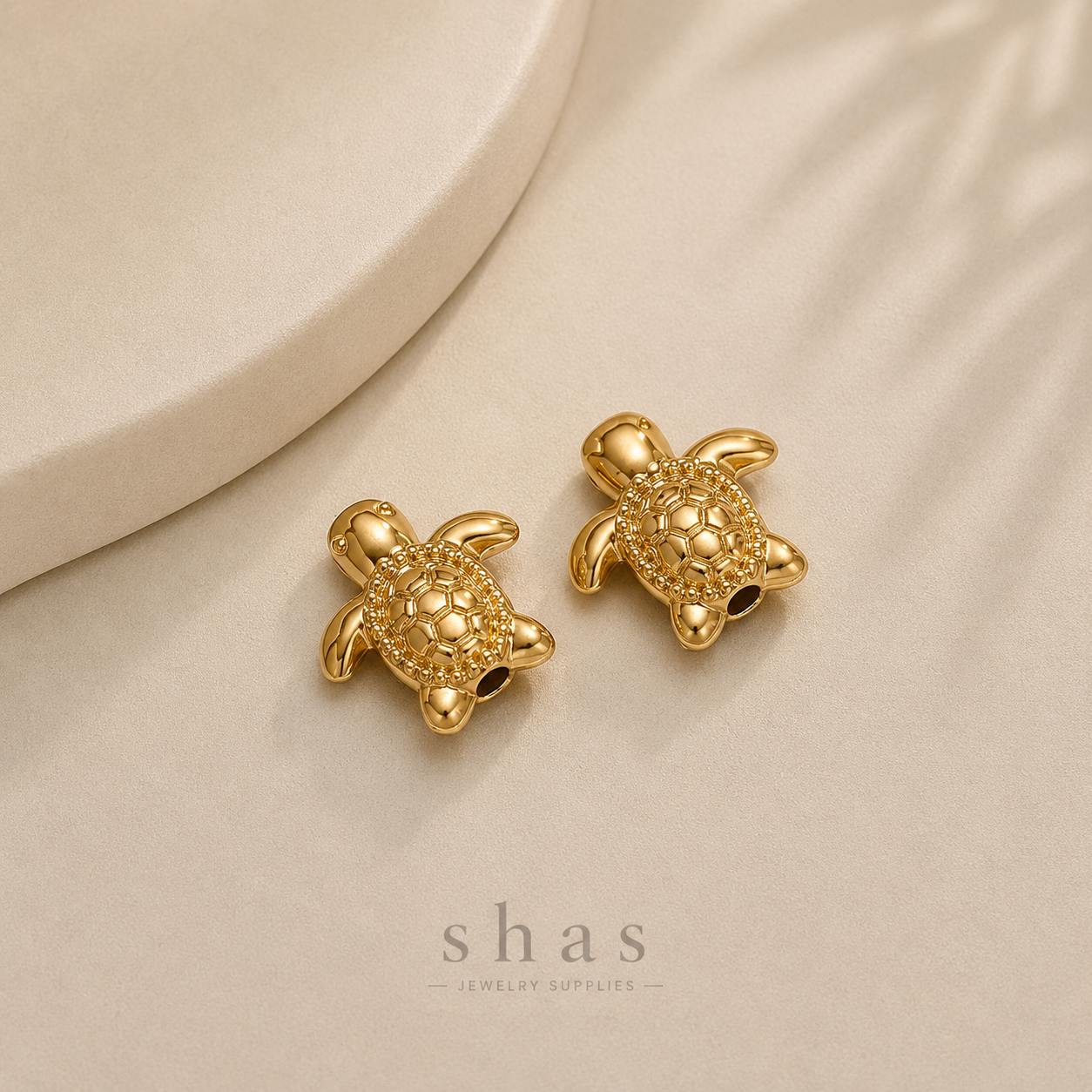 SC17U Turtle Bead charm ( 1 pc ) 18k Gold PVD