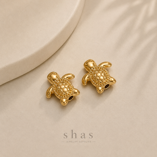 SC17U Turtle Bead charm ( 1 pc ) 18k Gold PVD