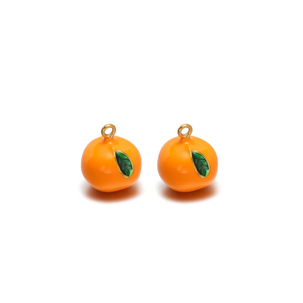 SC17X Orange Fruit 3D charm ( 1 pc ) 18k Gold PVD