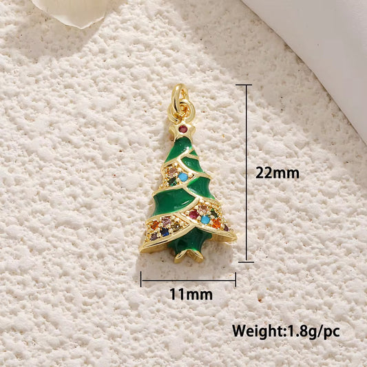 SS 1225 Christmas Tree Zircon charm 18k gold plated ( 1 pc ) Anti tarnish ( 12:21 mm )