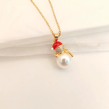 GPC 09 (G) Snowman Christmas Zircon charm 18k gold plated ( 1 pc ) Anti tarnish ( 13:10 mm )