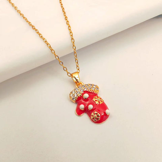 SS 1220 Mitten Christmas Zircon charm 18k gold plated ( 1 pc ) Anti tarnish ( 19:13 mm )