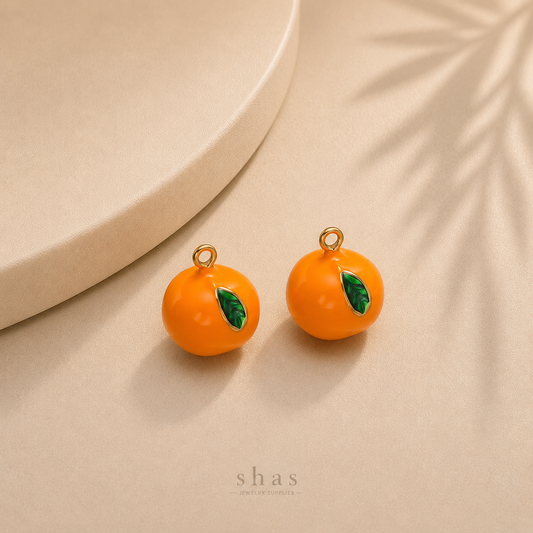 SC17X Orange Fruit 3D charm ( 1 pc ) 18k Gold PVD