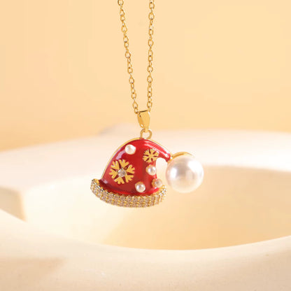 GPC 05 (H) Christmas Hat Zircon charm 18k gold plated ( 1 pc ) Anti tarnish ( 17:20 mm )